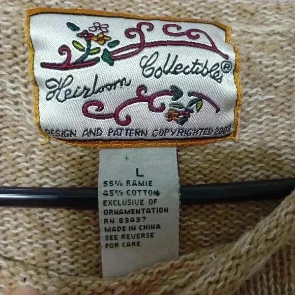 VTG Heirloom Collectibles Christmas Collection Womens Tan Sweater SZ L Y2K - Picture 3 of 7